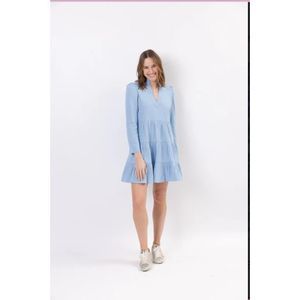 NWT Sail To Sable Womens Long Sleeve Tunic Dress Light Blue Chambray, Size XS